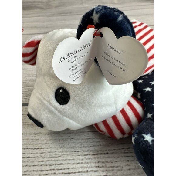 Beanie Babies SPANGLE BLUE WHITE & PINK Bears USA America Stars & Stripes 1999 - Picture 14 of 15